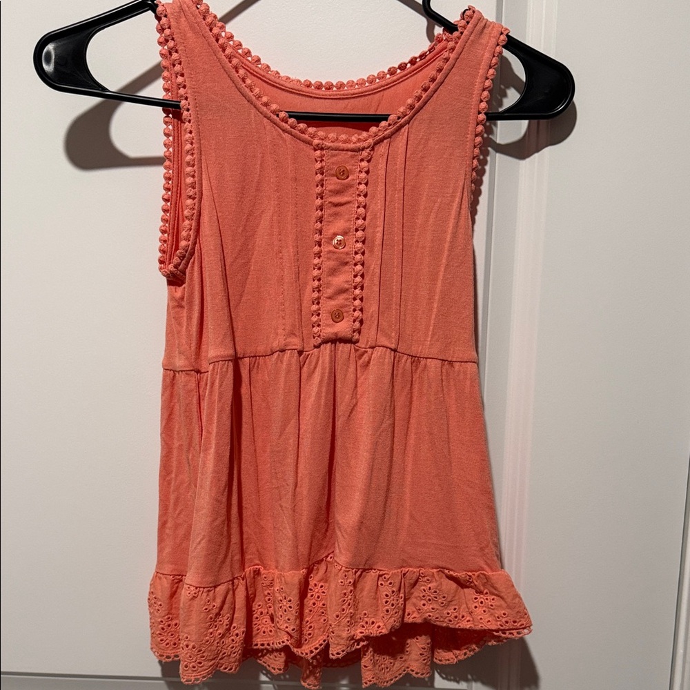 Maurices Coral Tank Top with Lace Hem